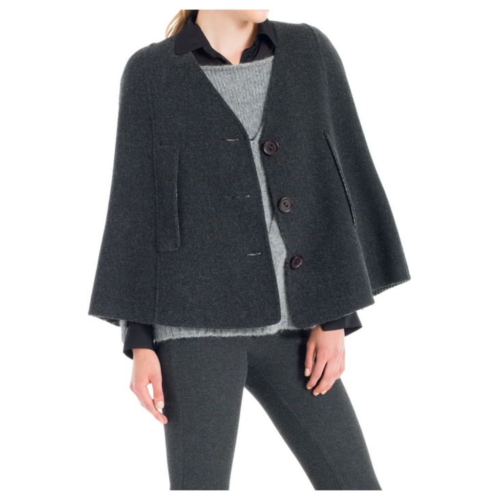 Max Studio Houndstooth Faced Wool Cape