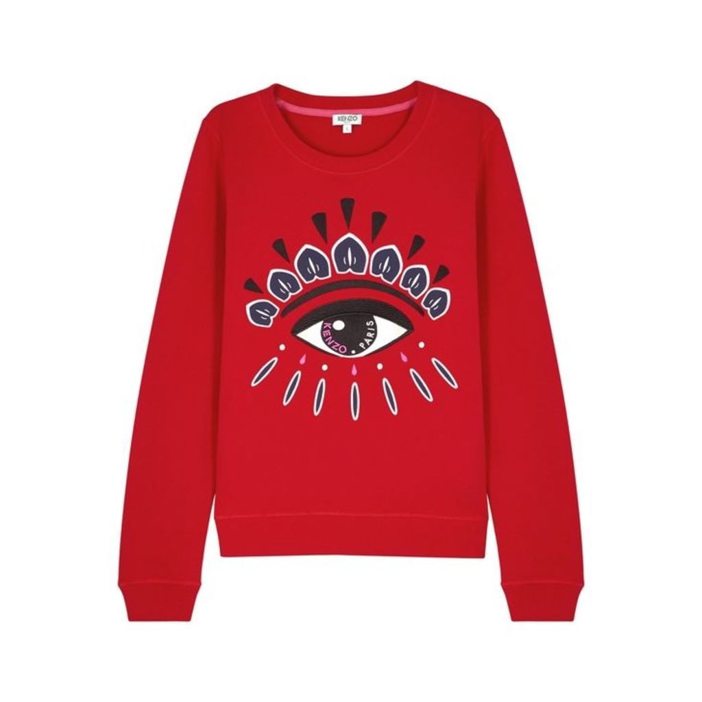 Kenzo Red Eye-embroidered Cotton Sweatshirt