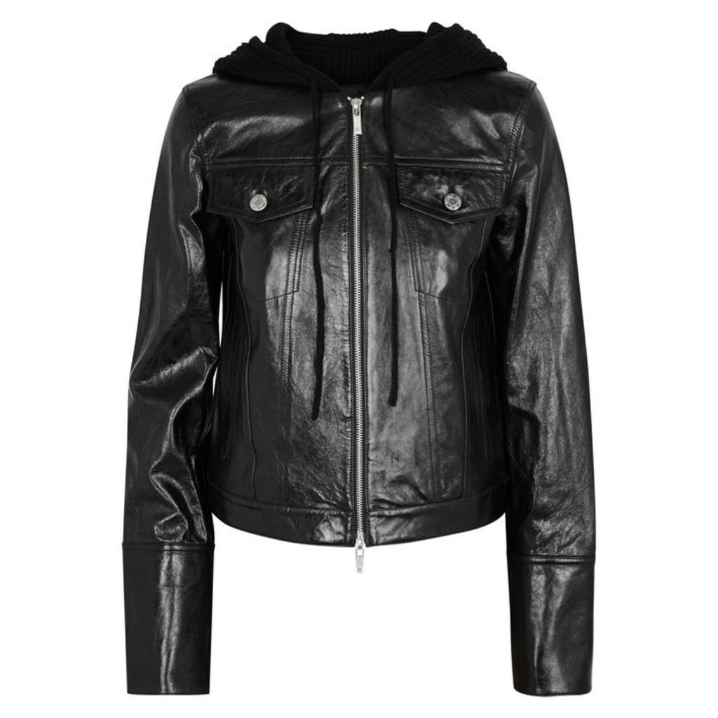 Helmut Lang Black Hooded Leather Jacket