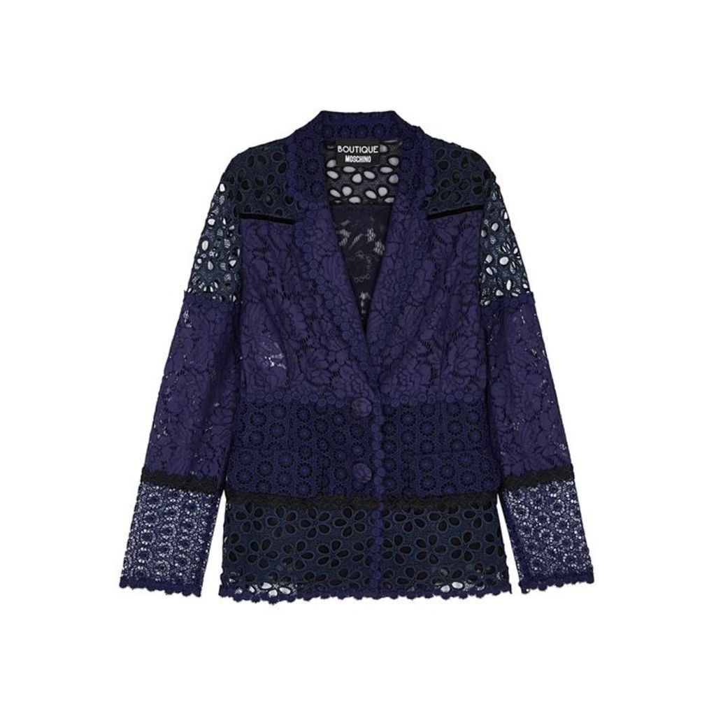 Boutique Moschino Navy Panelled Lace Jacket