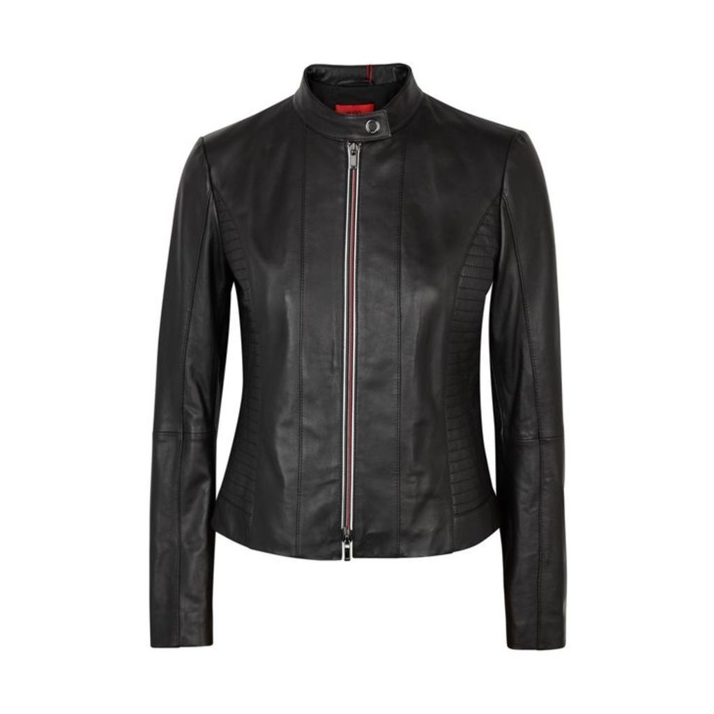HUGO Linotte Black Leather Biker Jacket