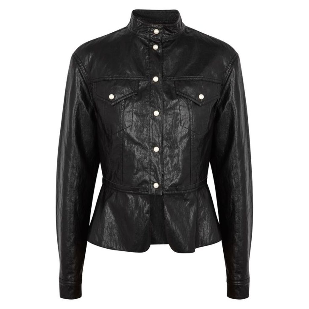 Philosophy Di Lorenzo Serafini Black Patent Faux Leather Jacket