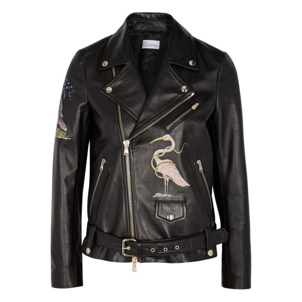 RED Valentino Black Printed Leather Jacket