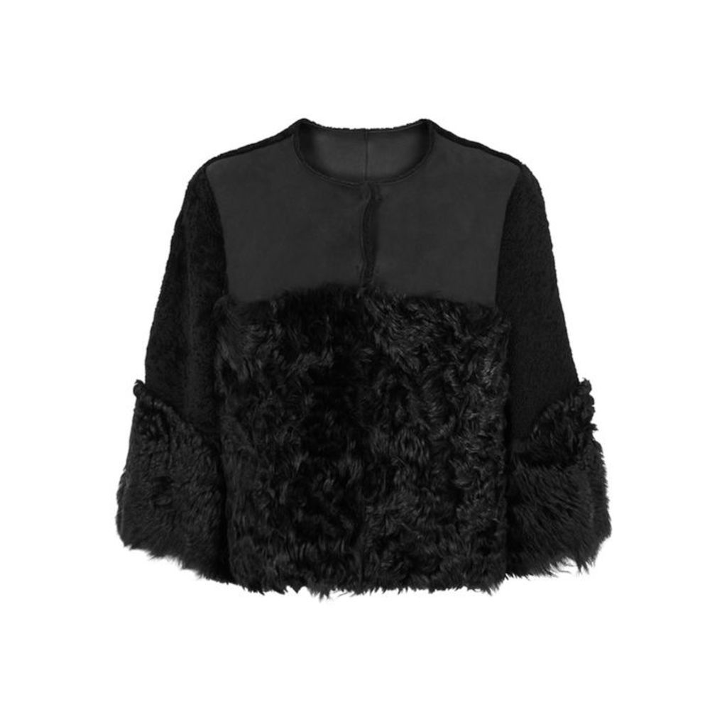 RED Valentino Black Cropped Shearling Jacket
