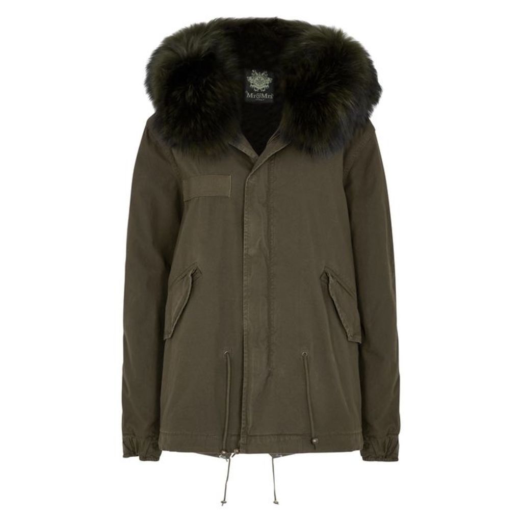 Mr & Mrs Italy Green Fur-trimmed Cotton Parka