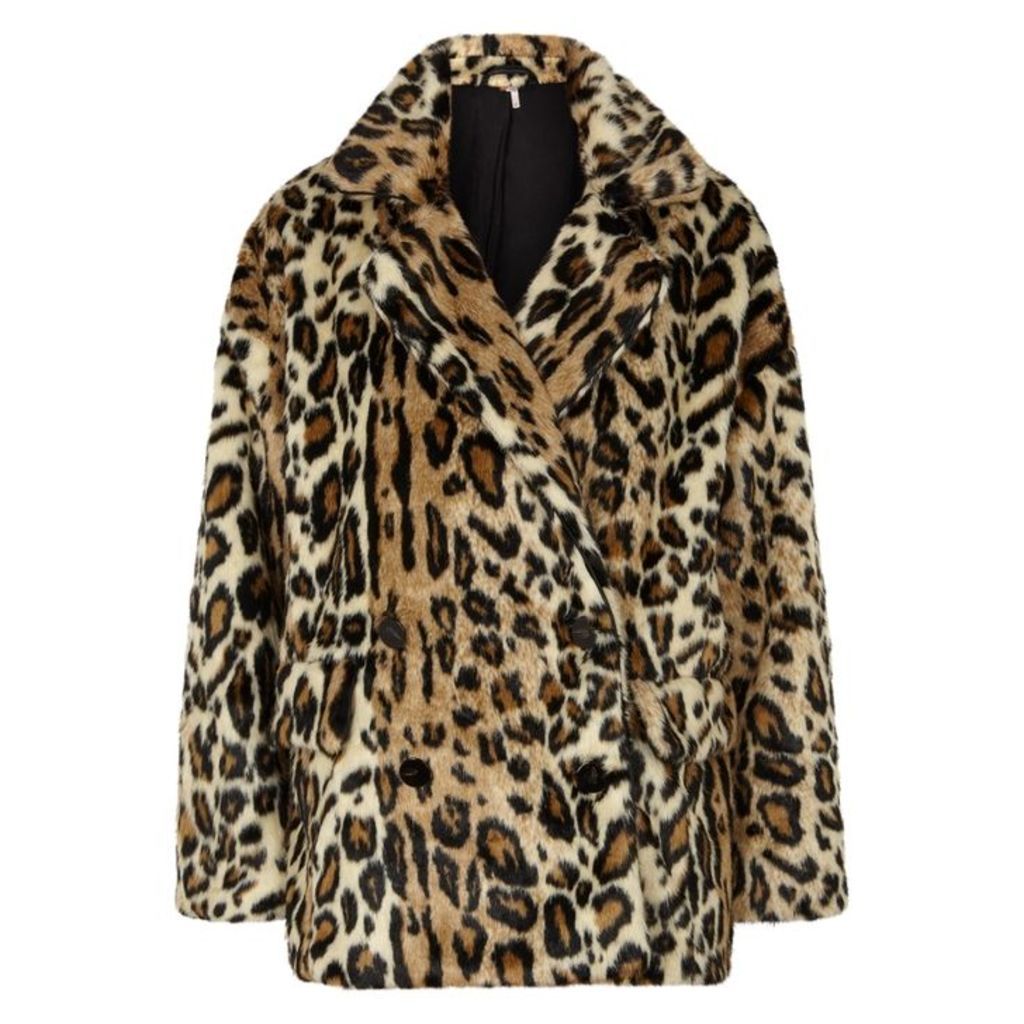 Free People Kate Leopard-print Faux Fur Coat