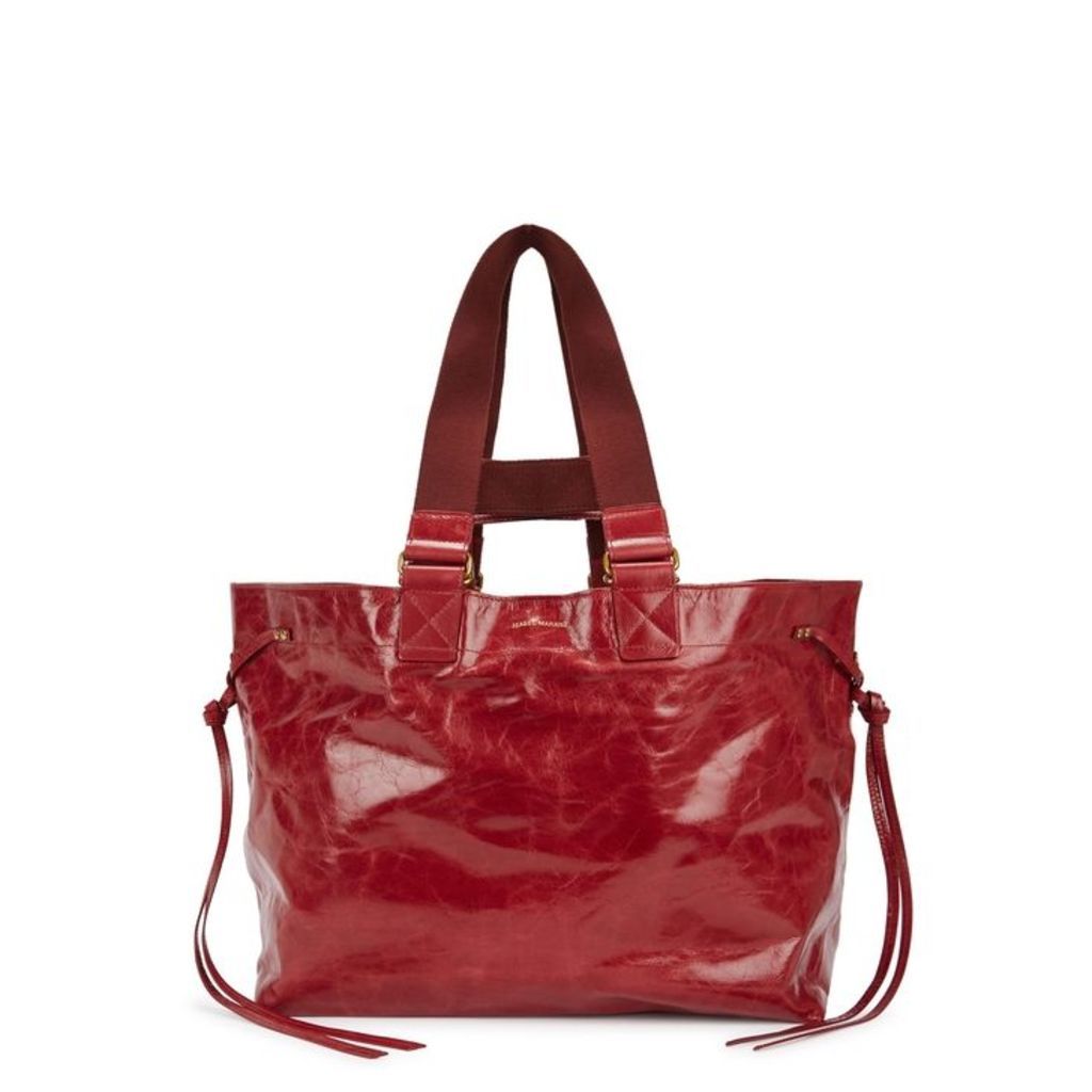 Isabel Marant Wardy Red Glossed Leather Tote