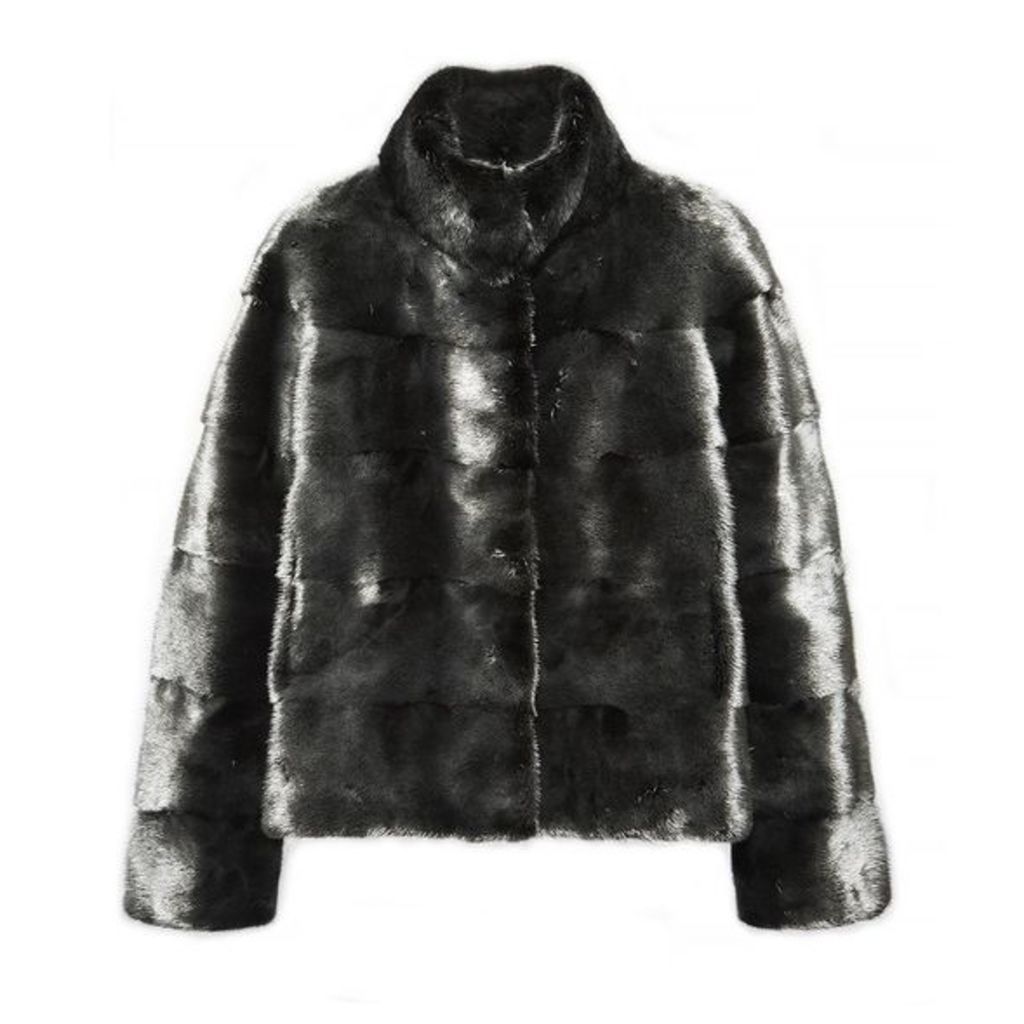 Lilly E Violetta Rosie Silvered Mink Fur Jacket With Collar