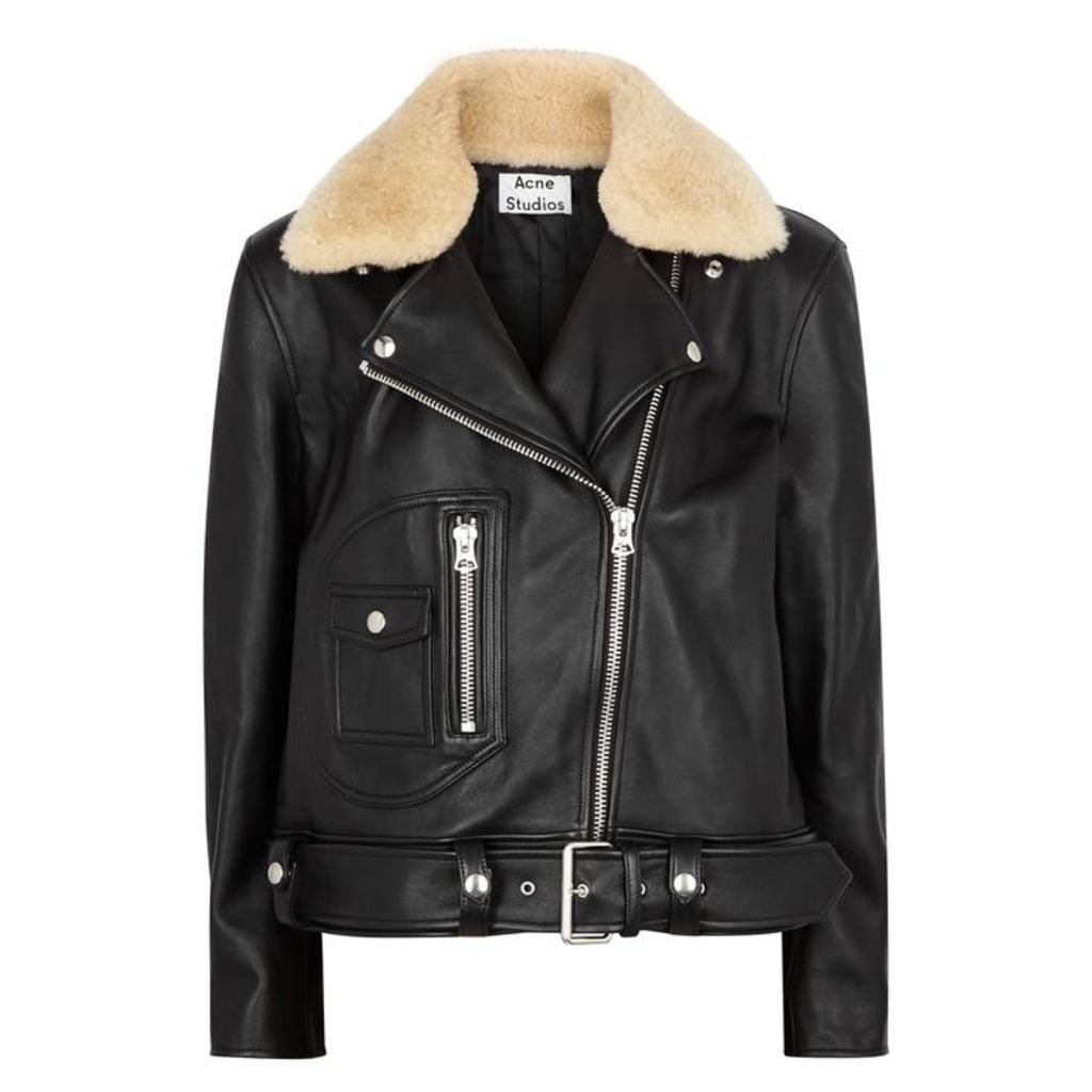 Acne Studios Boxy Shearling-trimmed Leather Jacket