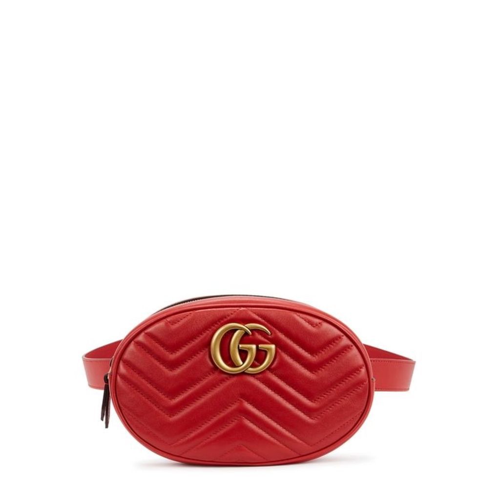 Gucci GG Marmont Red Leather Belt Bag