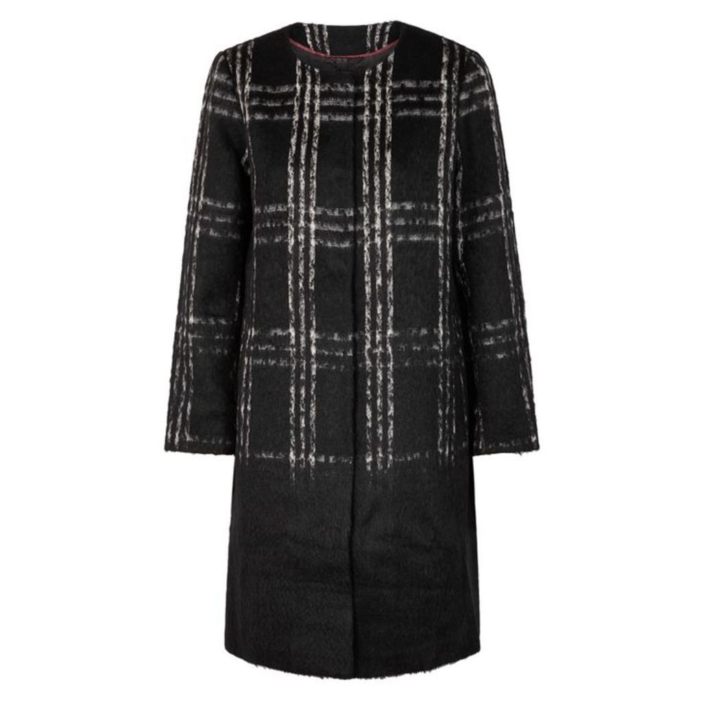 EILEEN FISHER Monochrome Plaid Knitted Jacket