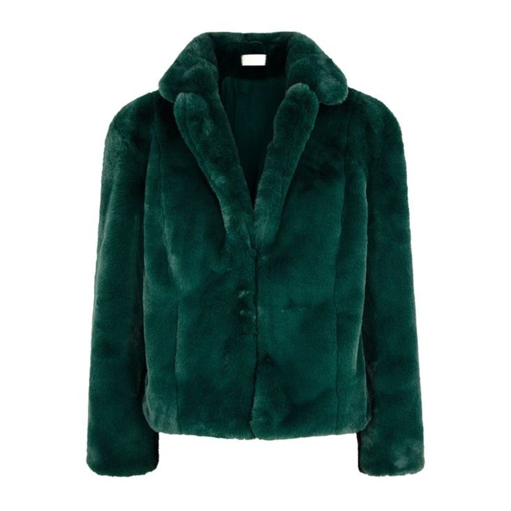 KEEPSAKE Stay With Me Emerald Faux-fur Coat