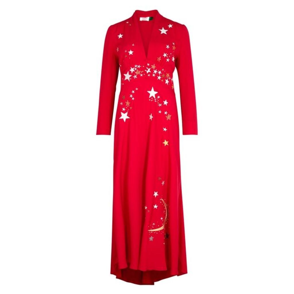 RIXO Margo Star-embroidered Midi Dress