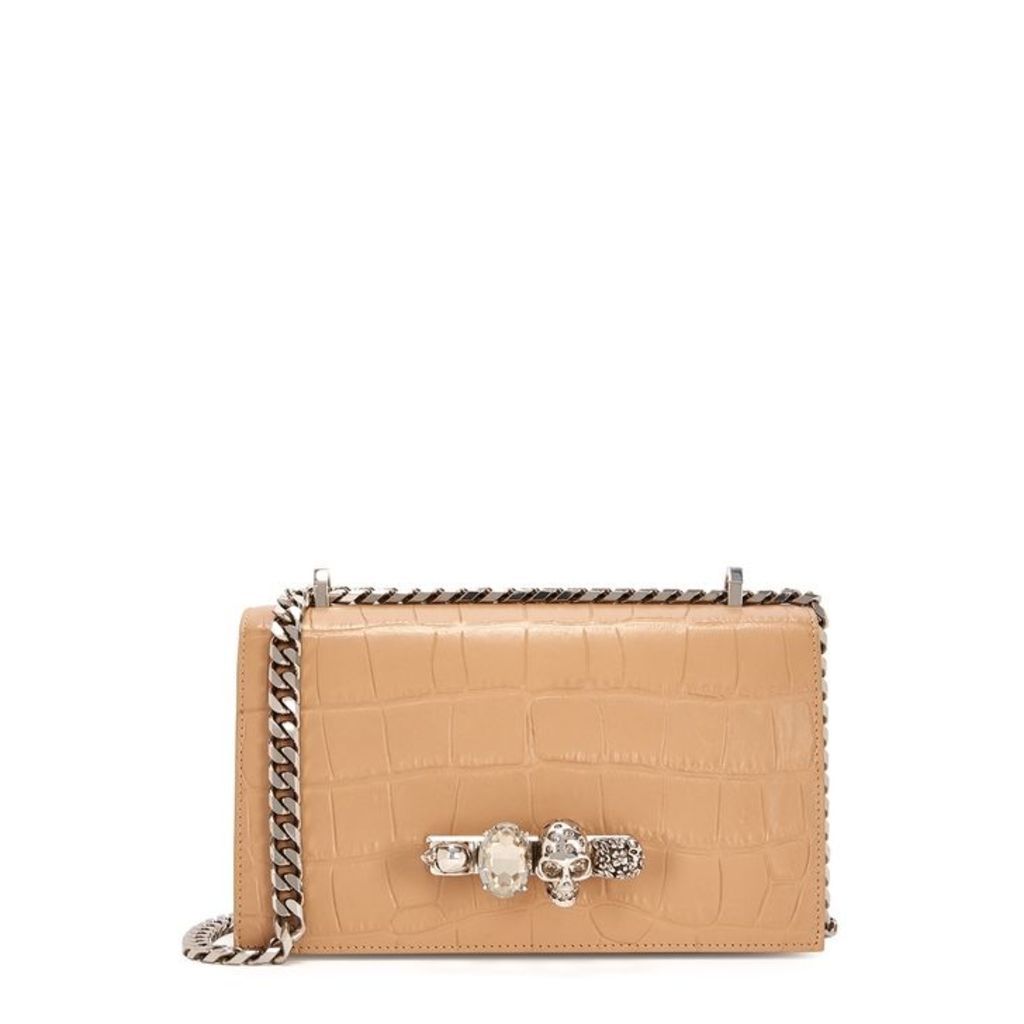 Alexander McQueen Jewel Camel Leather Shoulder Bag
