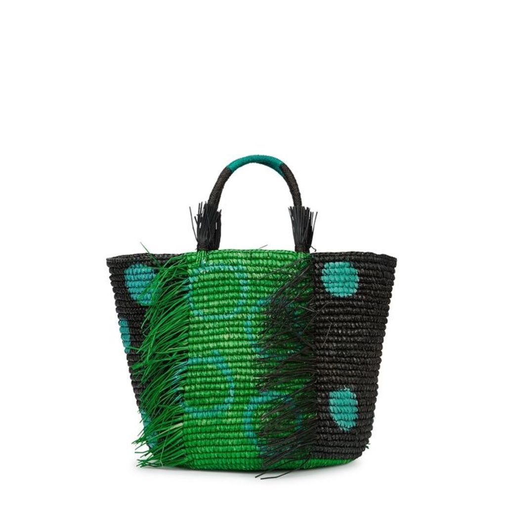 Sensi Studio Maxi Printed Straw Basket Bag