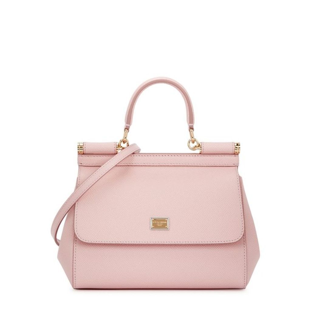 Dolce & Gabbana Miss Sicily Blush Grained Leather Top Handle Bag