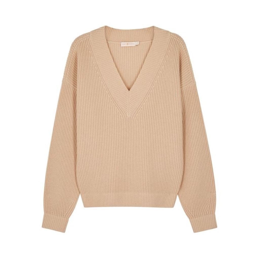 Tory Burch Camel Wool And Cashmere-blend Jumper