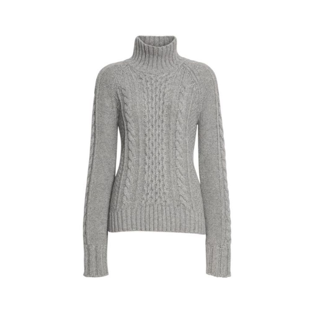 Burberry Cable Knit Cashmere Turtleneck Sweater