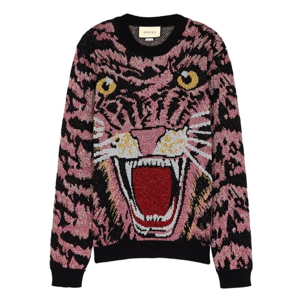 Gucci Metallic Tiger-jacquard Wool-blend Jumper