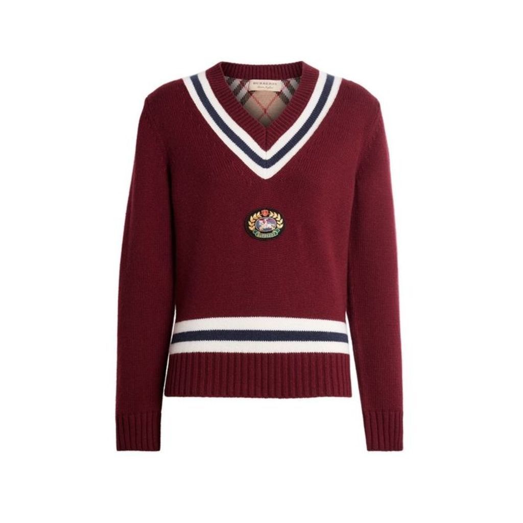 Burberry Embroidered Crest Wool Cashmere Sweater