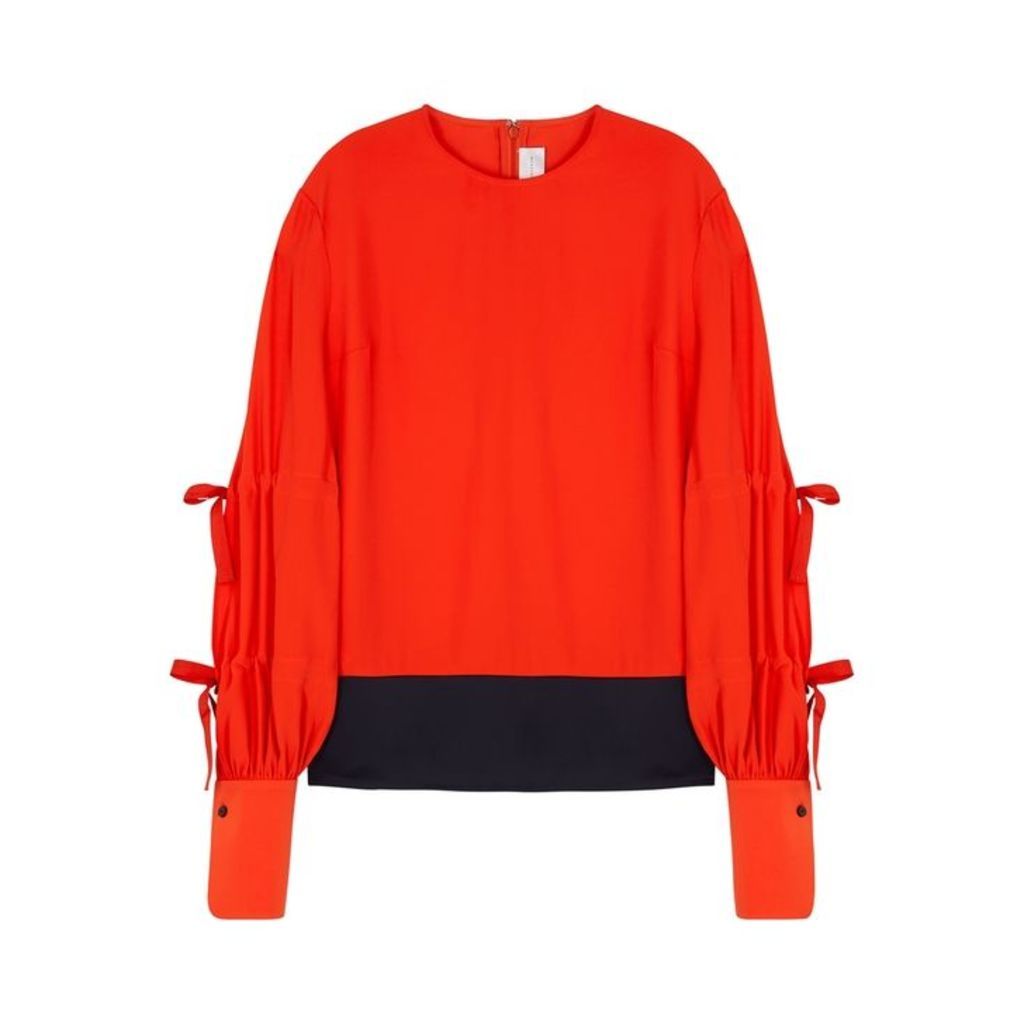 Victoria, Victoria Beckham Two-tone Tie-embellished Blouse