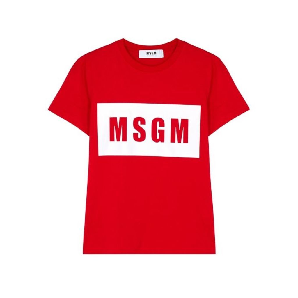 MSGM Red Logo-print Cotton T-shirt