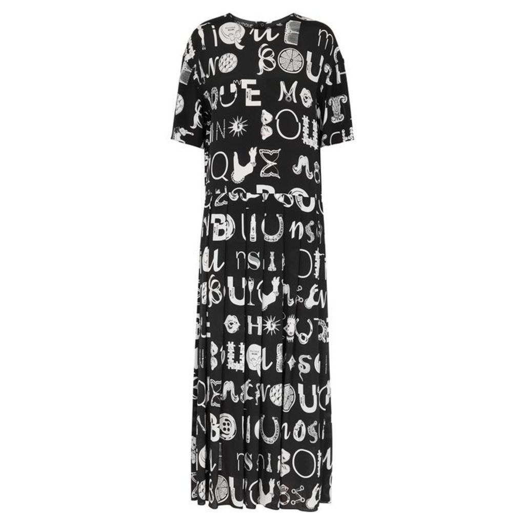 Boutique Moschino Black Typography-print Maxi Dress