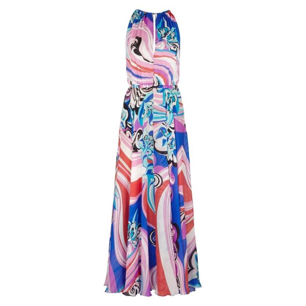 Emilio Pucci Printed Halterneck Silk Maxi Dress
