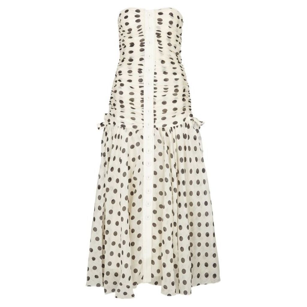 Zimmermann Corsage Polka-dot Linen-blend Dress