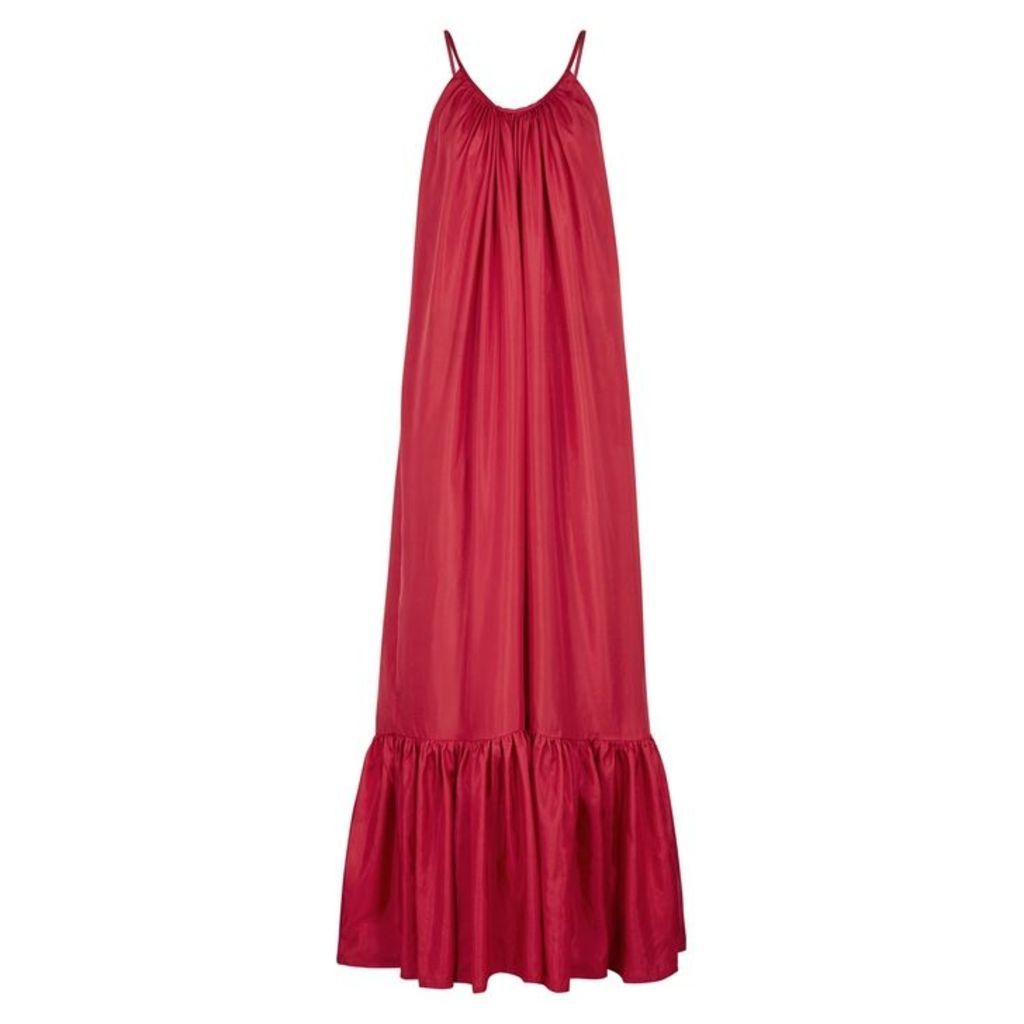 KALITA Brigitte Red Silk-habotai Maxi Dress
