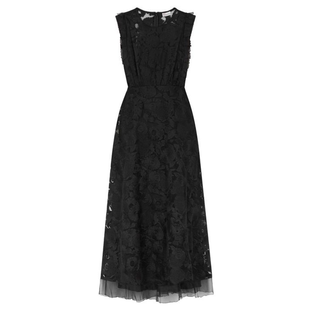 RED Valentino Black Embroidered Tulle Dress