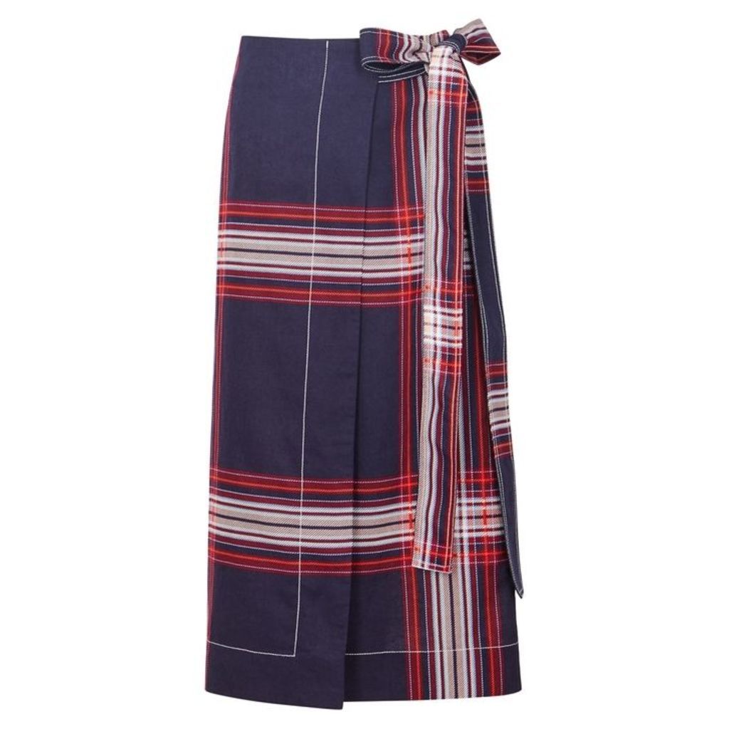 BY MALENE BIRGER Villimma Checked Linen-blend Wrap Skirt
