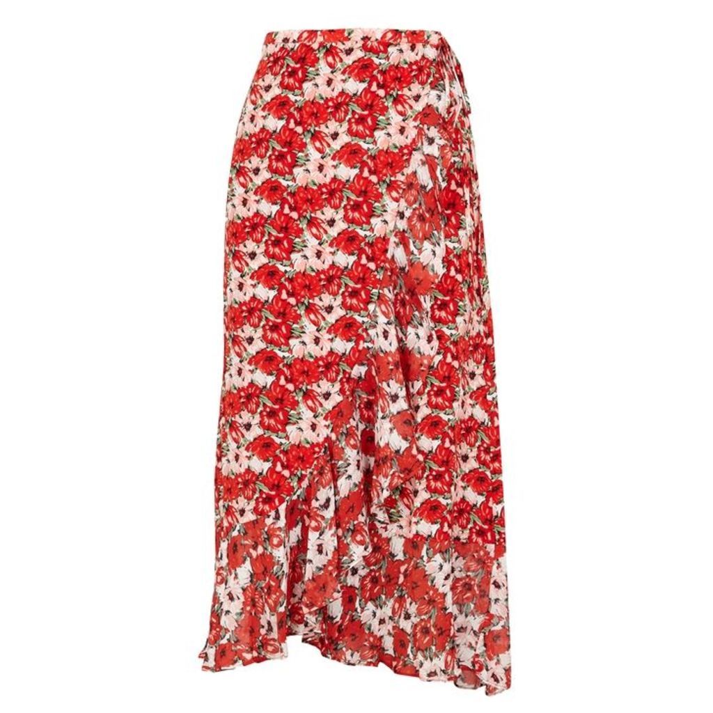 RIXO Gracie Floral-print Silk Chiffon Midi Skirt