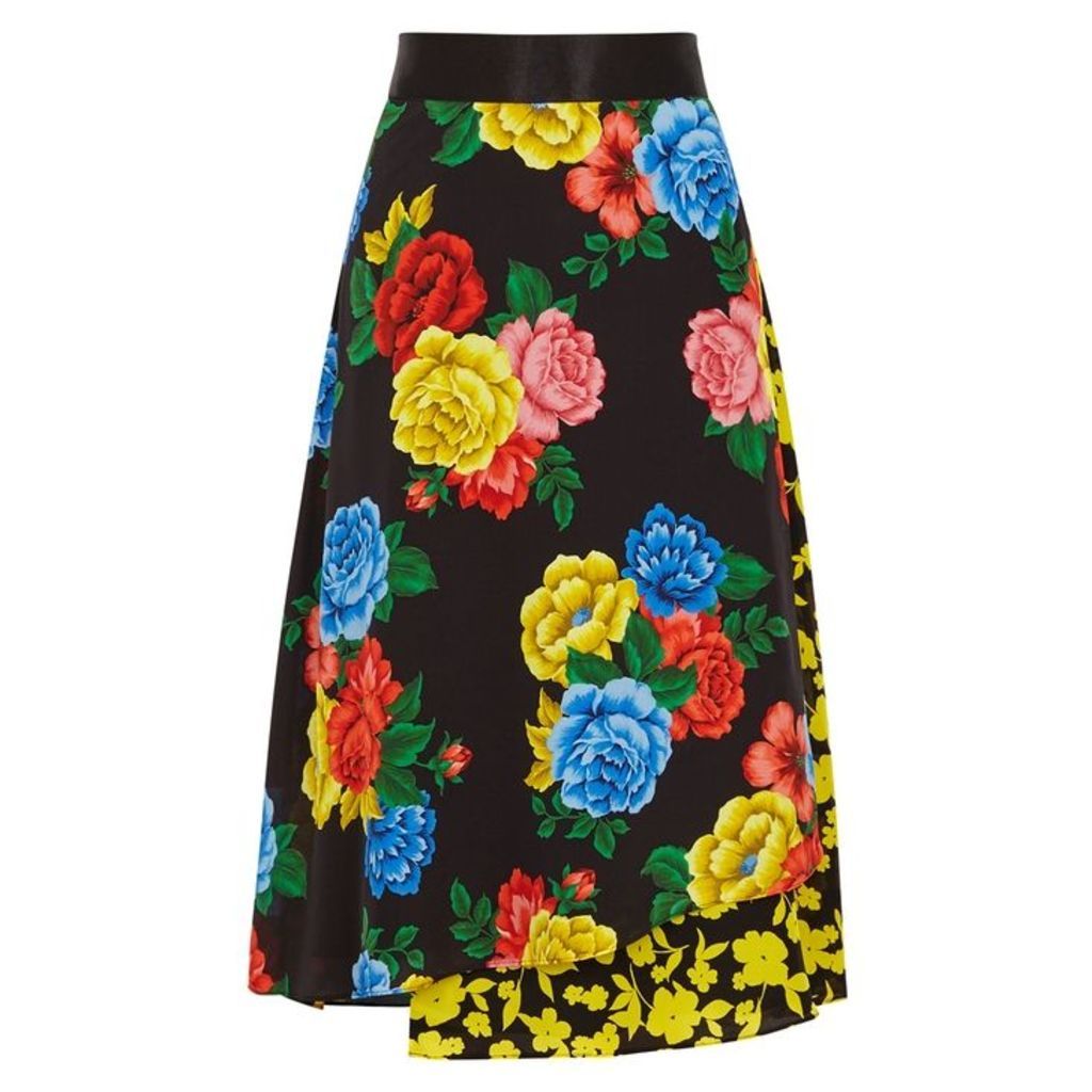 Alice + Olivia Nanette Floral-print Silk Midi Skirt