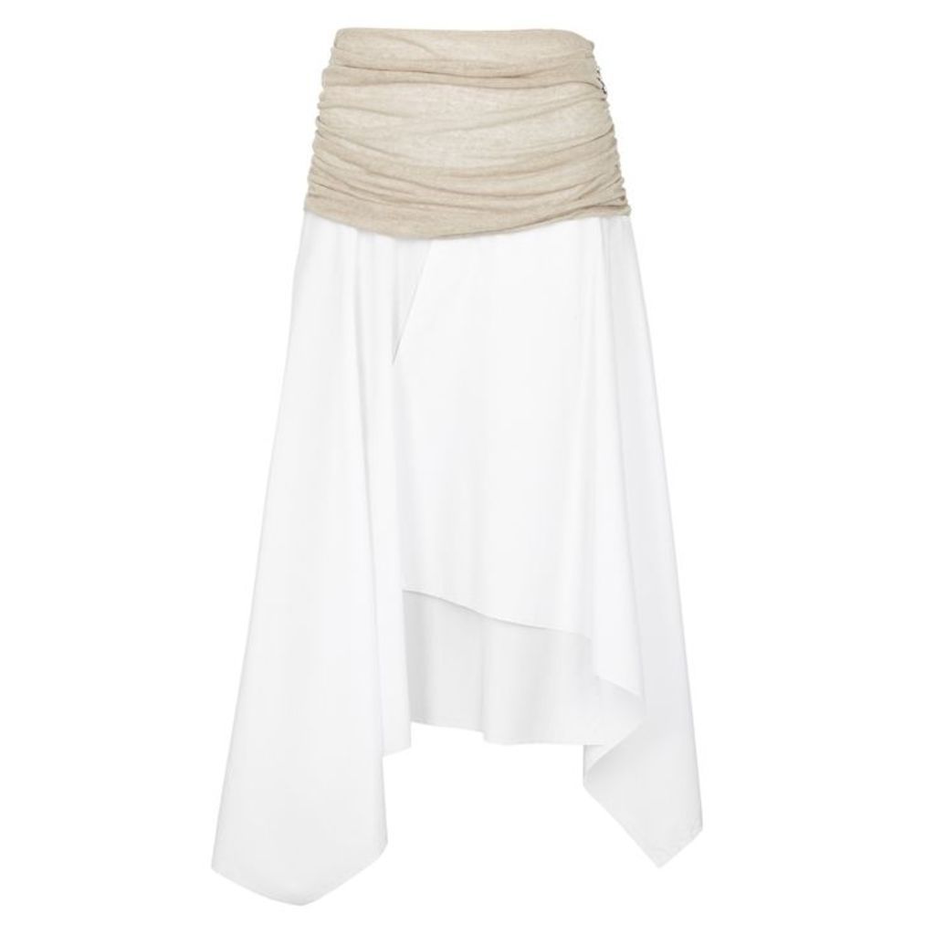 Loewe White Cotton And Linen Skirt