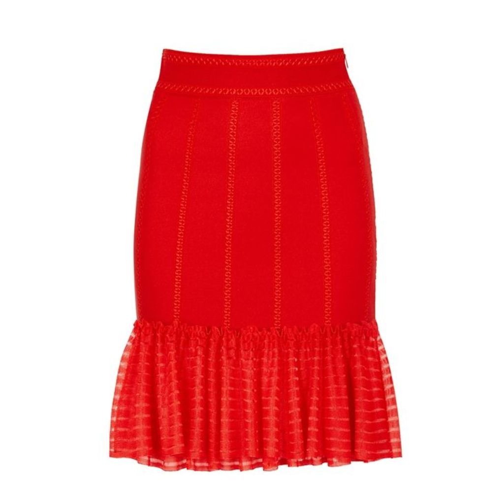 Alexander McQueen Red Stretch-knit Skirt
