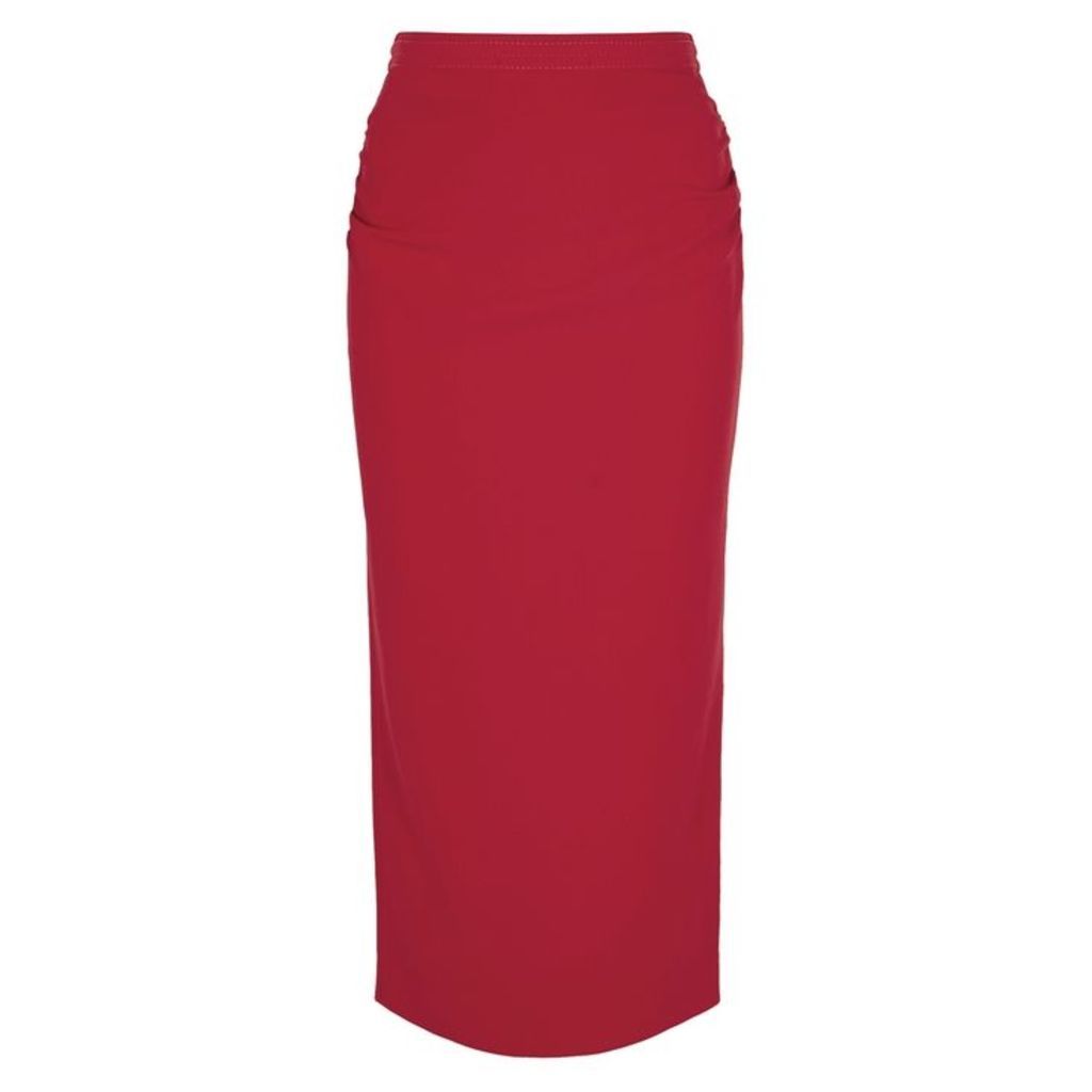 No.21 Red Ruched Pencil Skirt