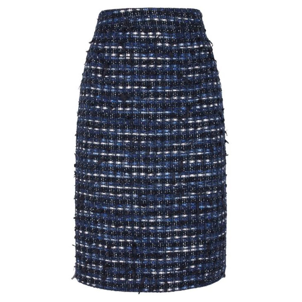 Boutique Moschino Dark Blue Tweed Pencil Skirt