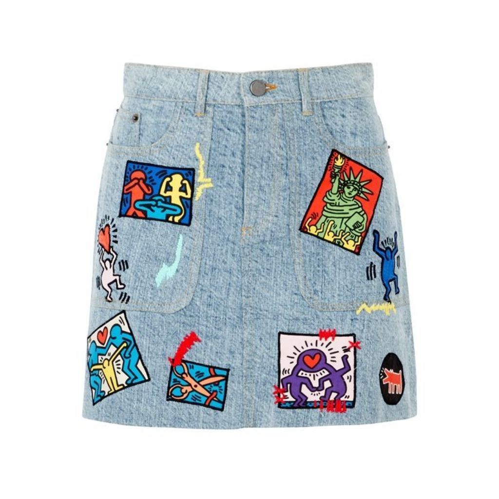 Alice + Olivia Keith Haring X AO Coletta Denim Skirt