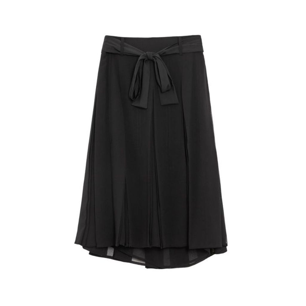 Burberry Tie-waist Pleated Georgette Skirt