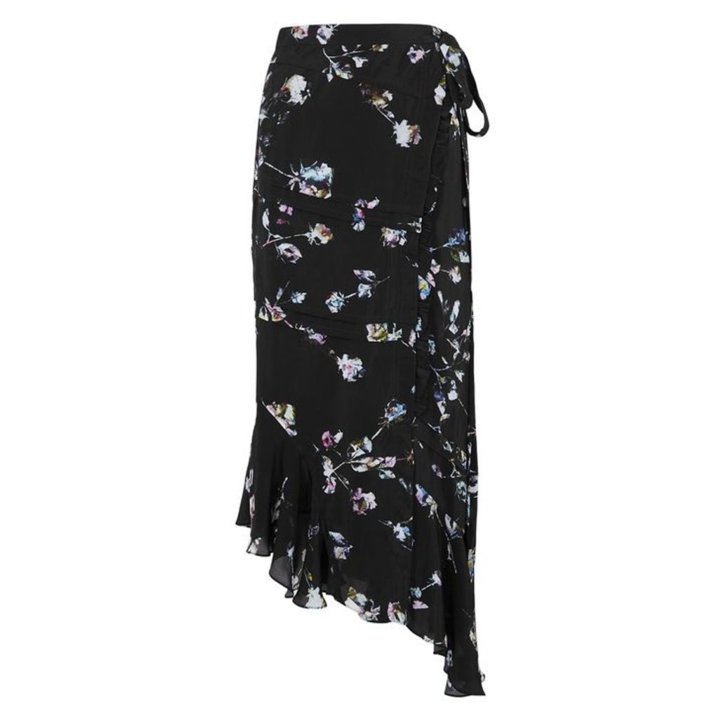 Preen Line Black Floral-print Wrap Skirt