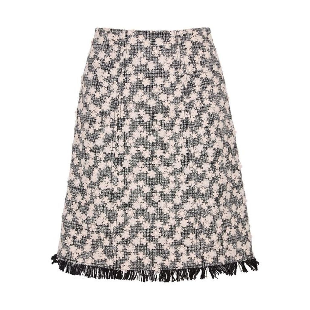 Giambattista Valli Floral-appliquÃ©d Tweed Skirt