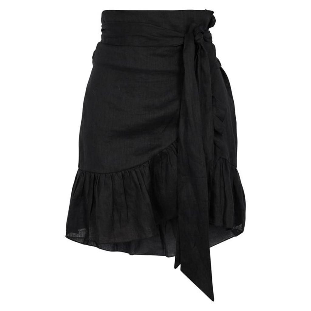 Isabel Marant Ã‰toile Tempster Black Linen Wrap Skirt