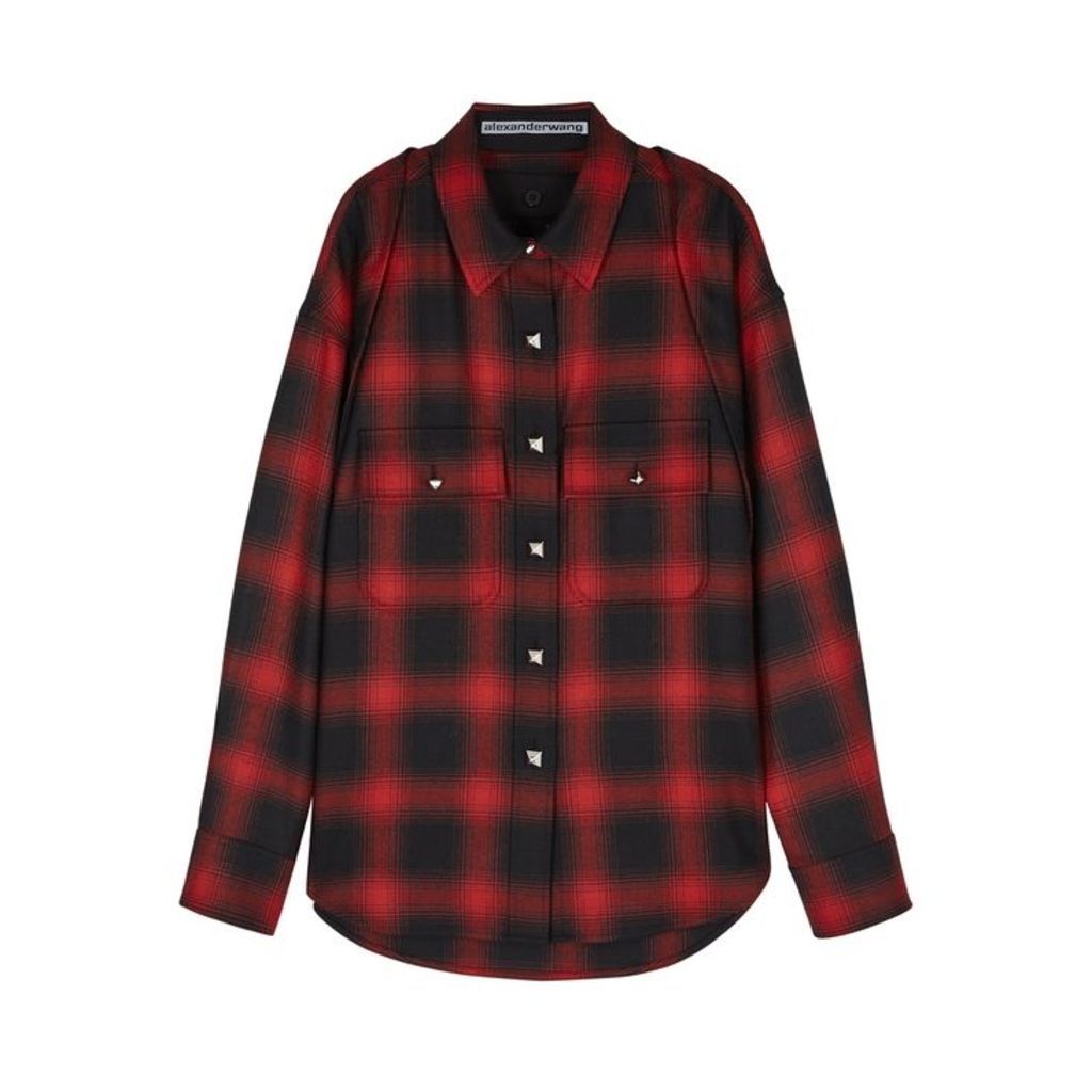 Alexander Wang Red Checked Wool Flannel Shirt