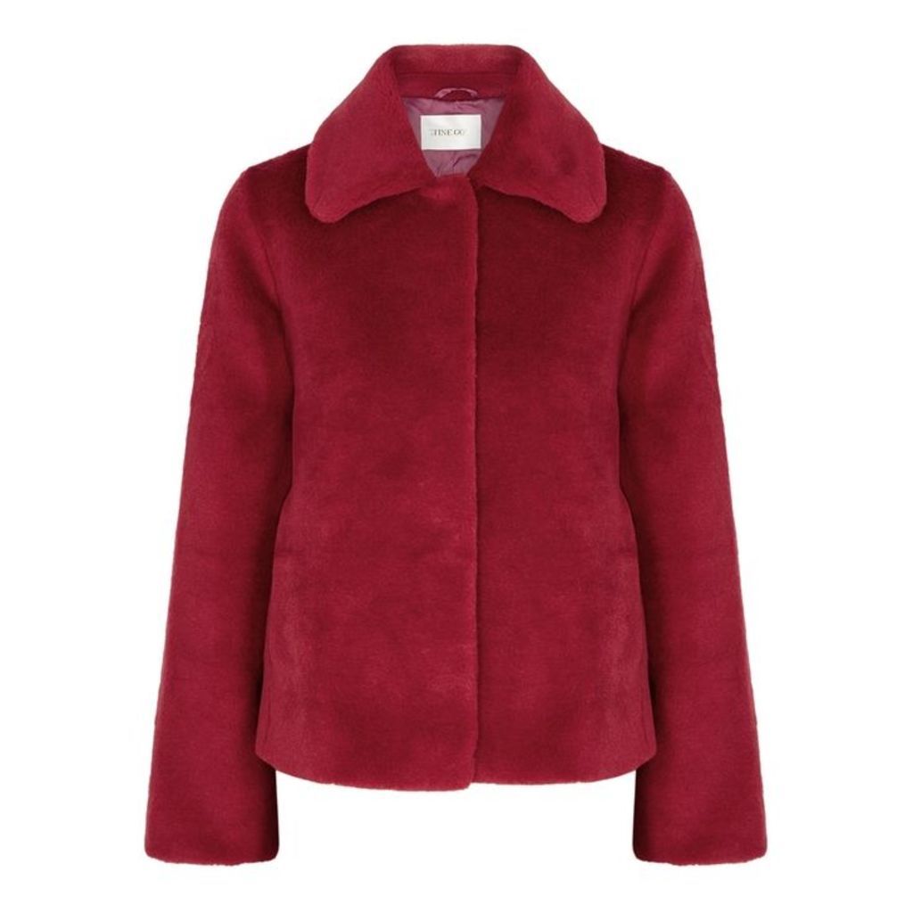 Stine Goya Gira Dark Red Faux Fur Jacket