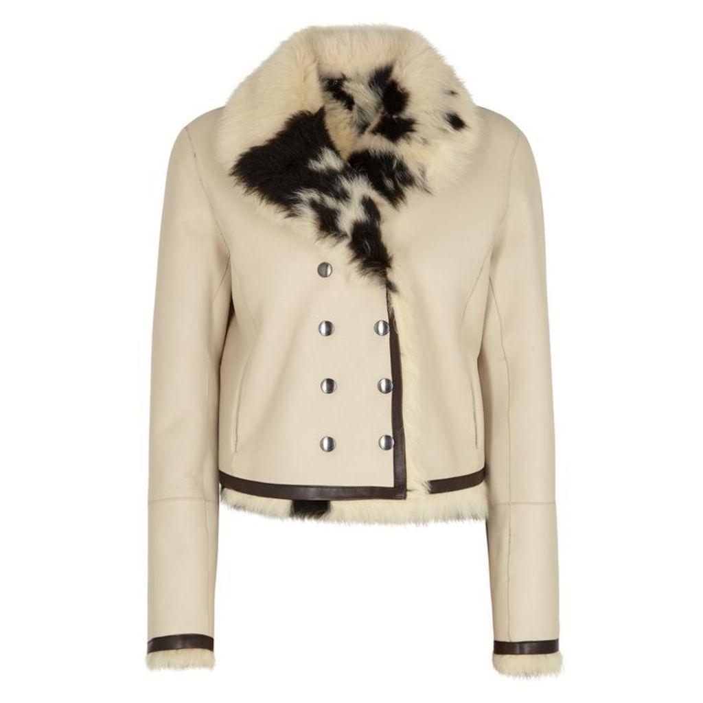 ChloÃ© Cream Reversible Fur-trimmed Leather Jacket