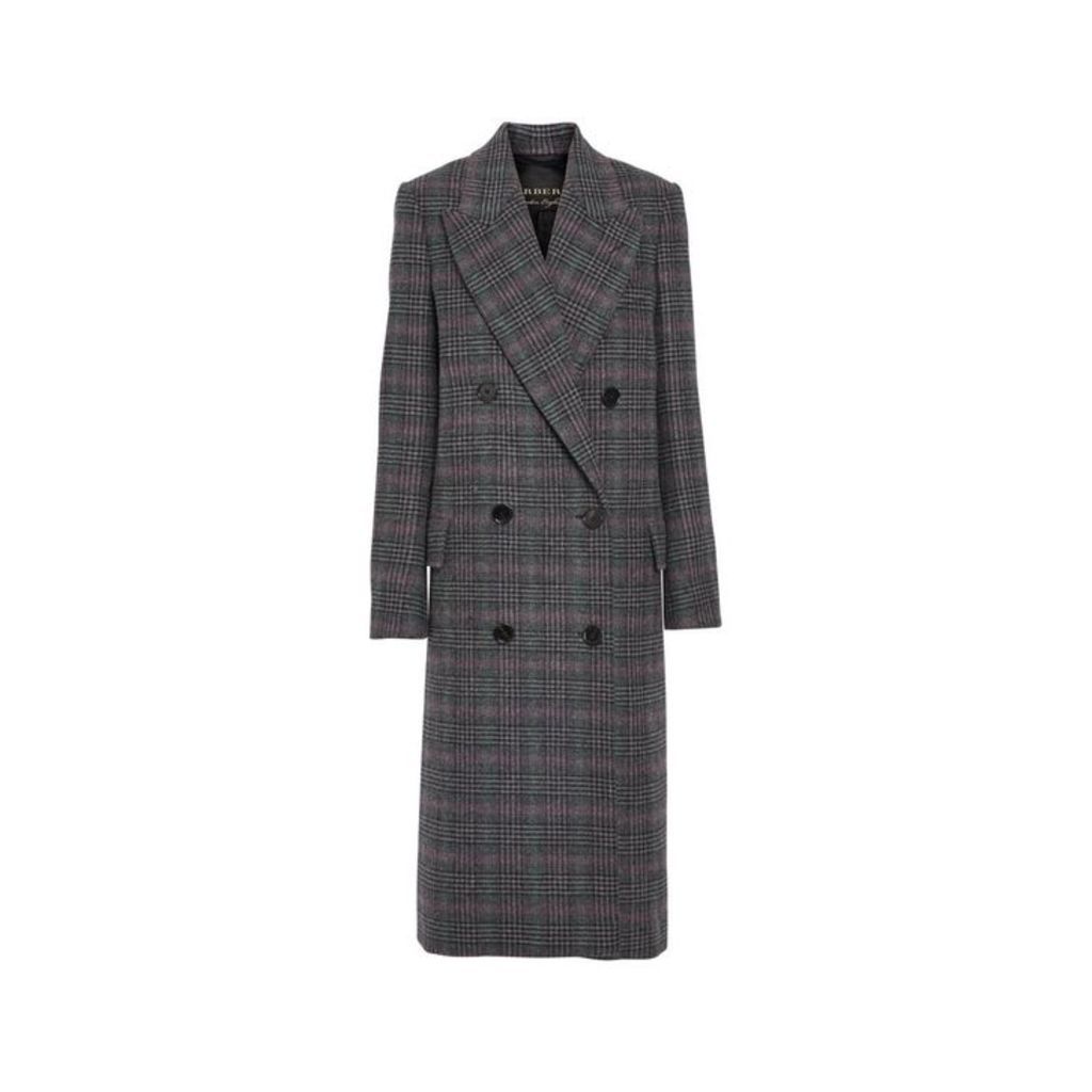 Burberry Prince Of Wales Check Wool Tailored Coat