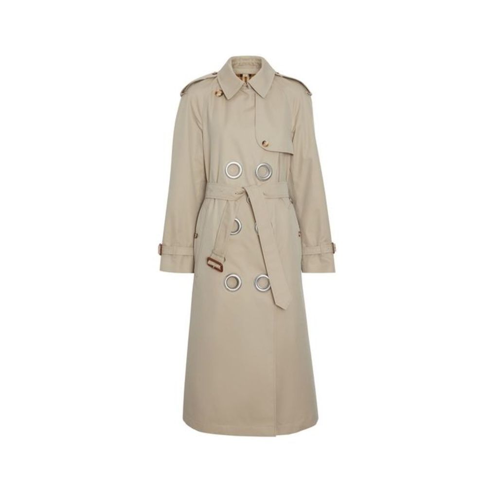 Burberry Grommet Detail Cotton Gabardine Trench Coat