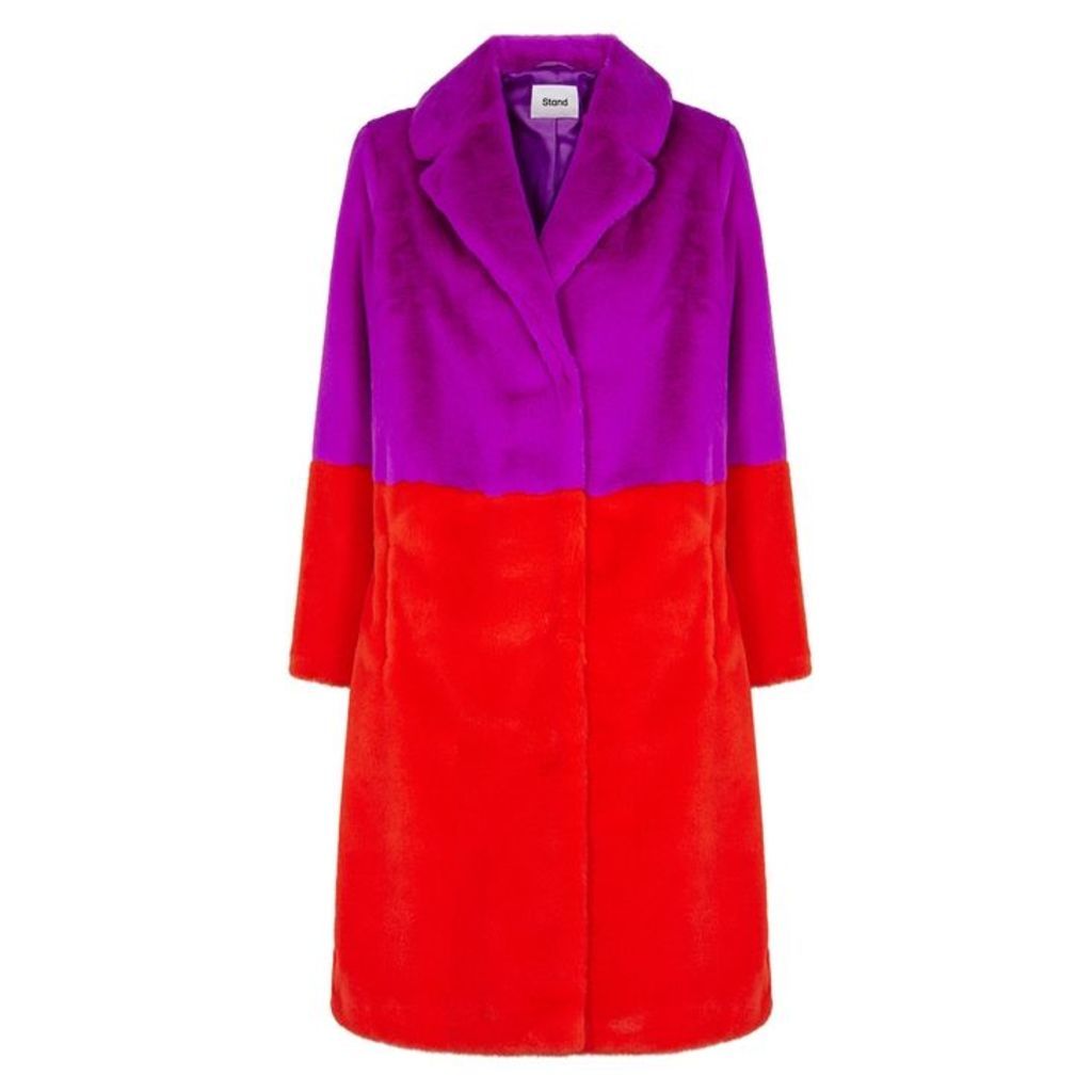 Stand Maribel Colour-block Faux Fur Coat