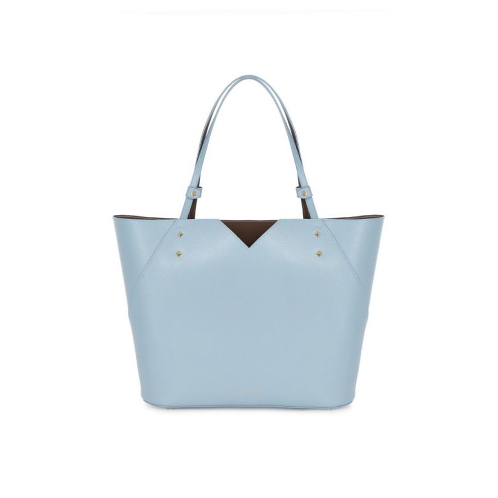 Stacy Chan London Veronica Tote In Powder Blue Saffiano Leather